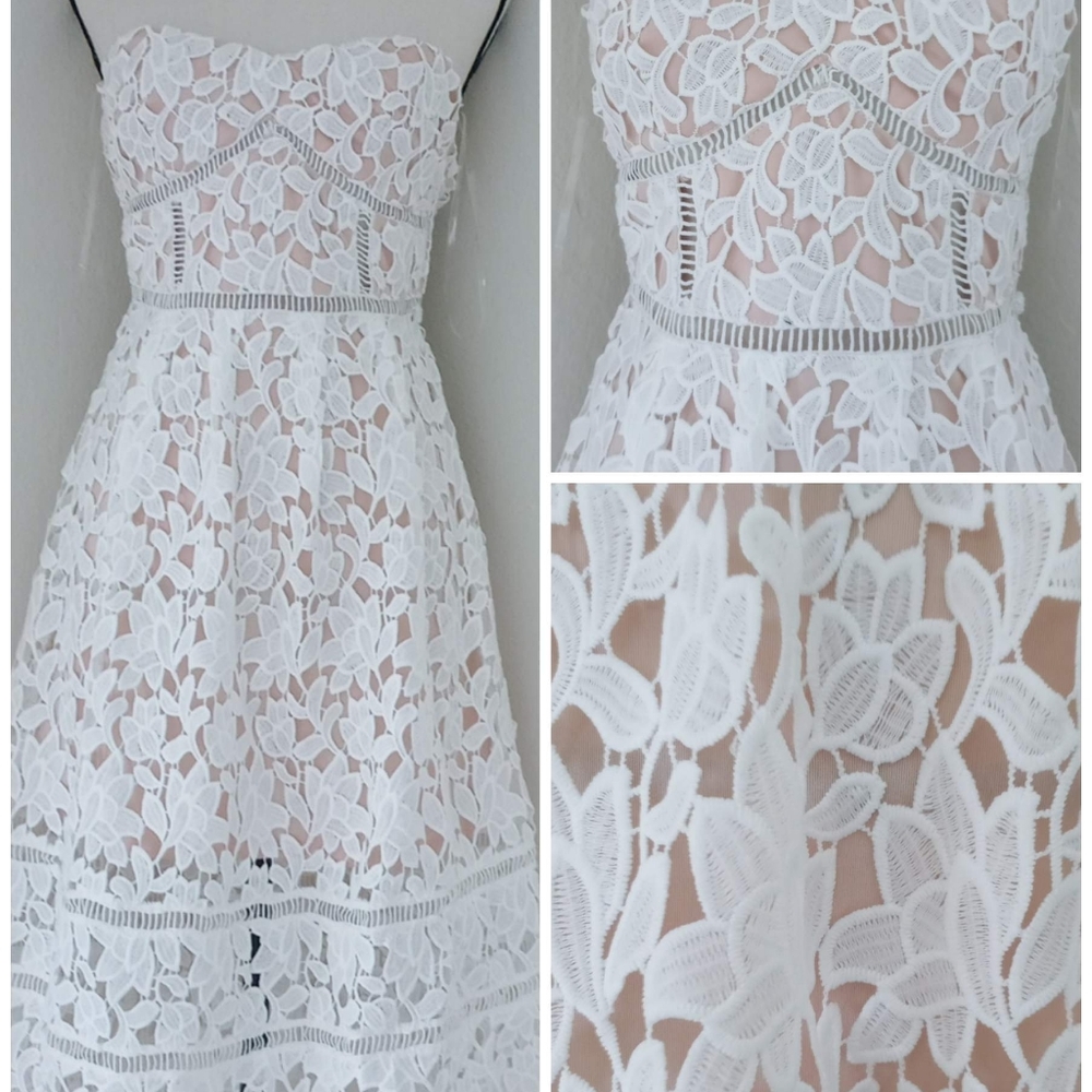 Lulu's Beautiful Cream Lace Bustier Dress